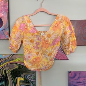 Flora yellow crop top